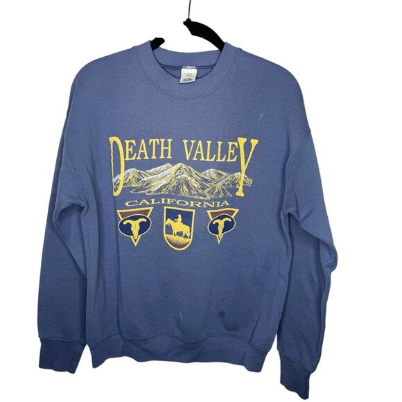 FRUIT OF THE LOOM / vintage blue yellow Death Valley NP crewneck sweatshirt / M - Picture 1 of 7